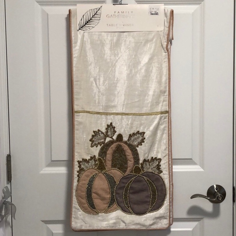 Fancy Beaded Velvet Table Runner